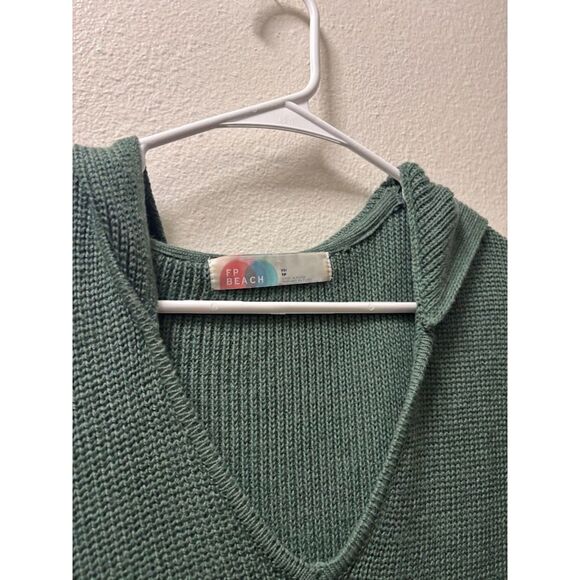 Free People Beach FP Claudia Sweater Midi Dress Hoodie Knit Fall Sage Green XS/S - Picture 4 of 5